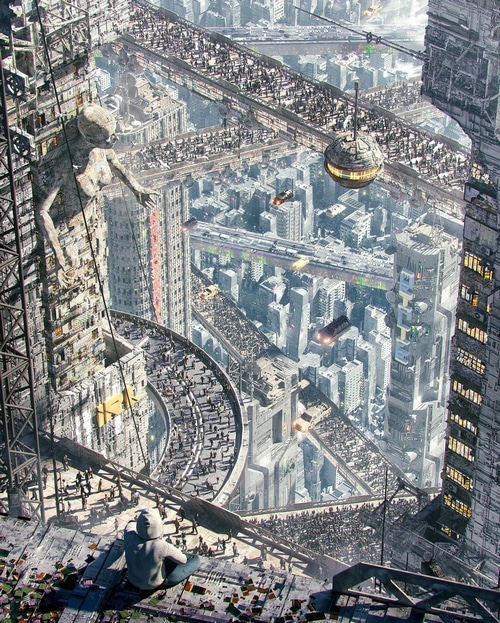 Annibale Siconolfi's futuristic cyberpunk city concept art