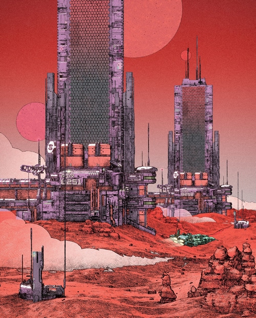 Calder Moore Science Fiction Cityscape on Mars