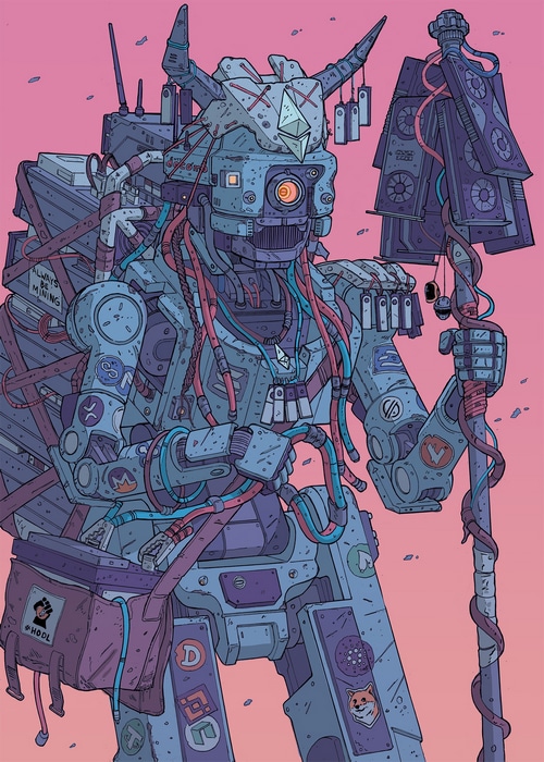 Cyberpunk Robotic Character Design by Calder Moore