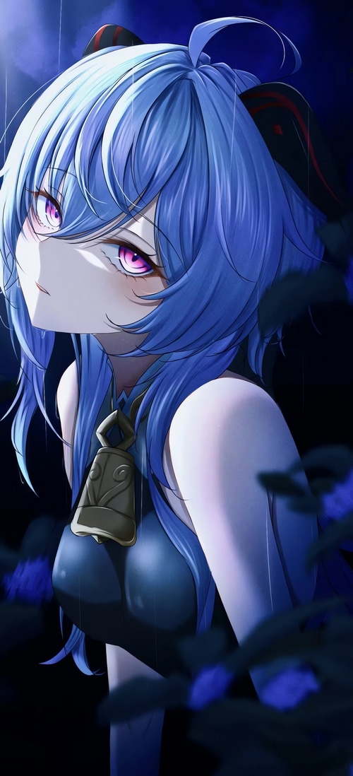 Ganyu from Genshin Impact with purple eyes