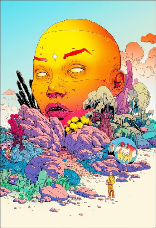 Giant Face in Abstract Landscape by Maciek Wolanski
