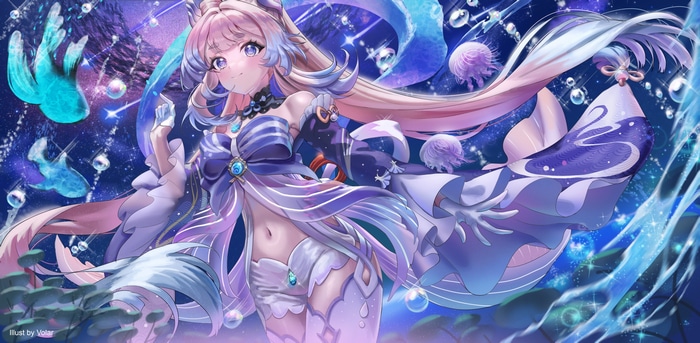 Sangonomiya Kokomi in a magical underwater scene
