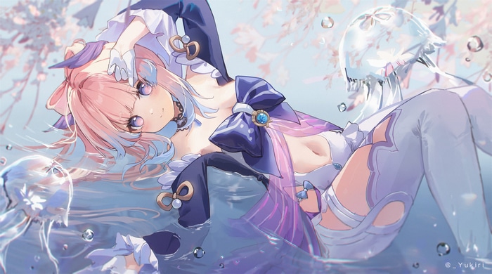 Sangonomiya Kokomi from Genshin Impact with jellyfish