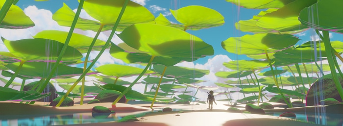 Link in a field of giant lily pads, The Legend of Zelda fan art