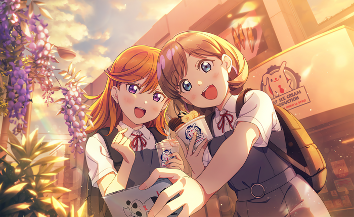 Love Live! Super Star!! Shibuya Kanon and Tang Keke taking a selfie with ice cream