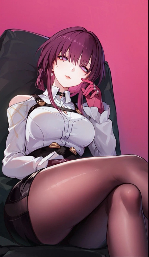 Kafka from Honkai: Star Rail wearing gloves