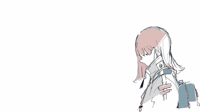 Minimalist sketch of a girl with a backpack