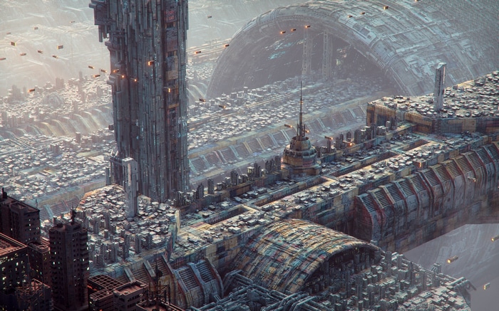 Futuristic megastructure city by Annibale Siconolfi