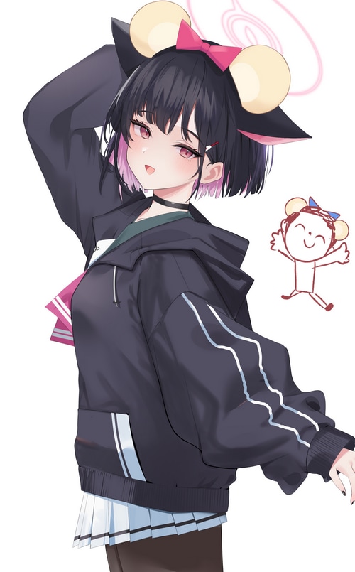 Anime girl with cat ears and bow tie