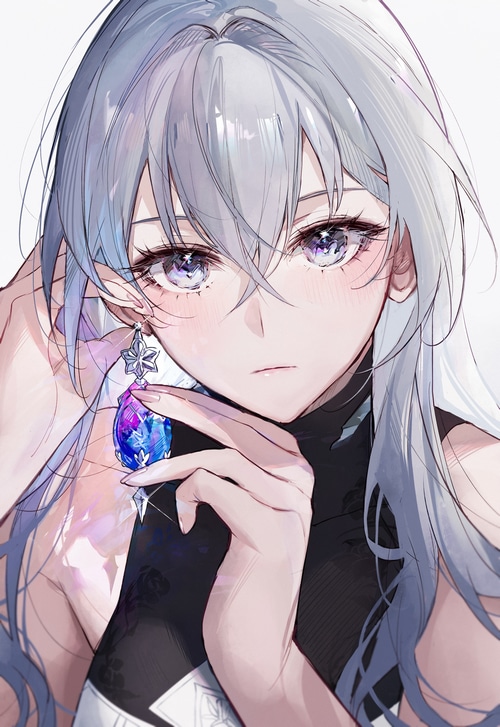 Bronya Zaychik from Honkai: Star Rail with gray hair and earring