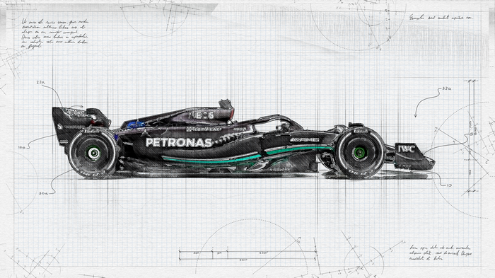 Mercedes F1 Formula 1 Car Blueprint