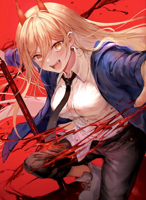 Power from Chainsaw Man with blood
