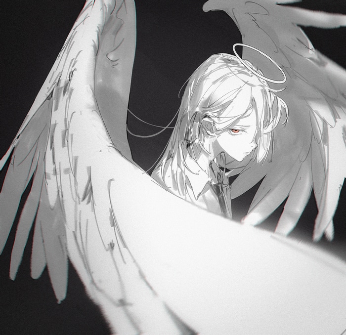 Angel with red eyes and wings, Chainsaw Man fan art