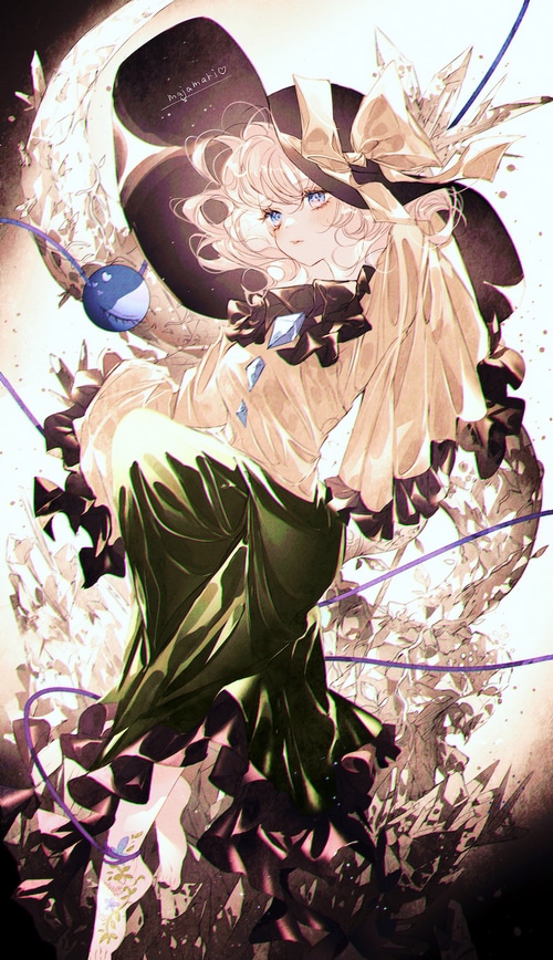 Komeiji Koishi from Touhou wearing a dress and hat
