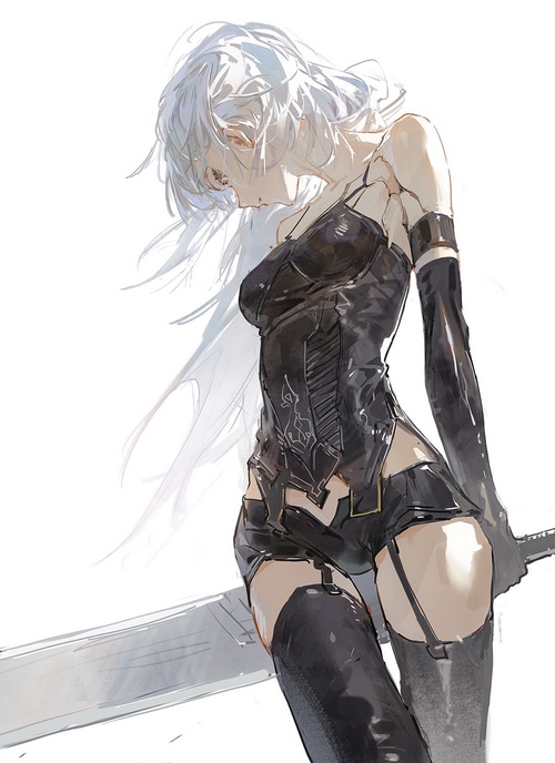 A2 from Nier: Automata with a sword