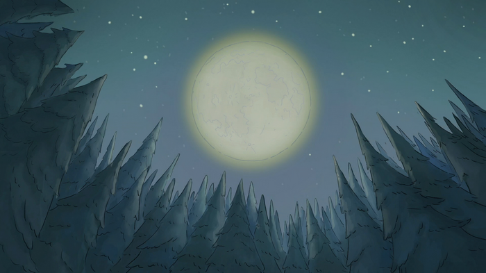 We Bare Bears night sky with moon and trees