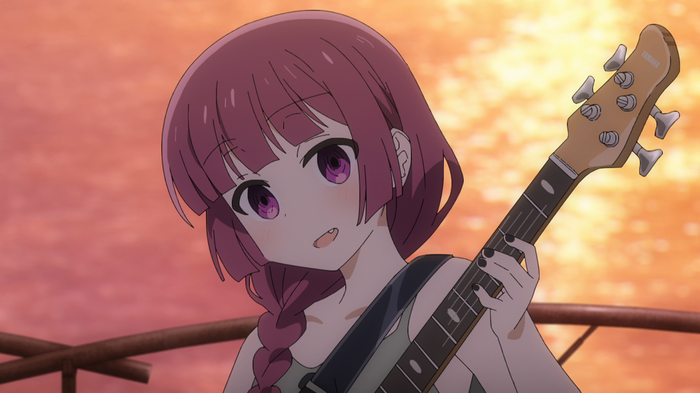 Bocchi the Rock! Anime Screenshot: Girl with Braids Playing Guitar