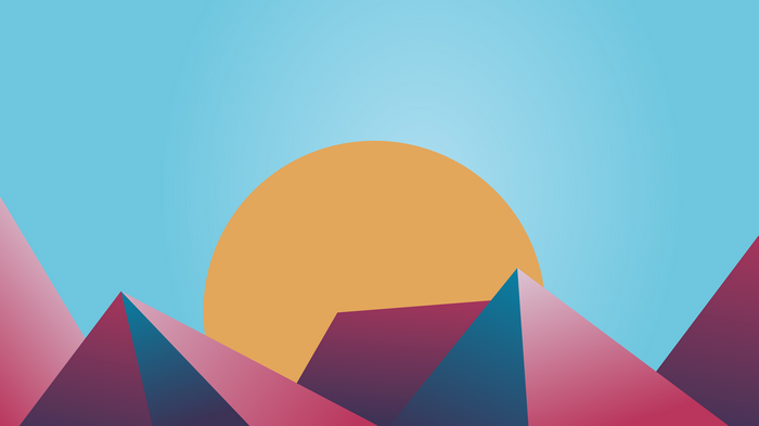 4K abstract mountains and sun landscape