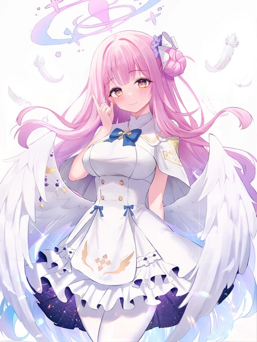 Misono Mika from Blue Archive with pink hair and wings