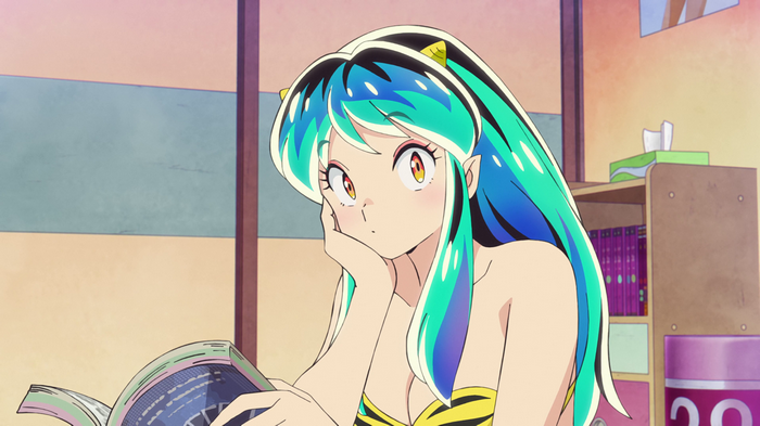 Lum from Urusei Yatsura reading a book