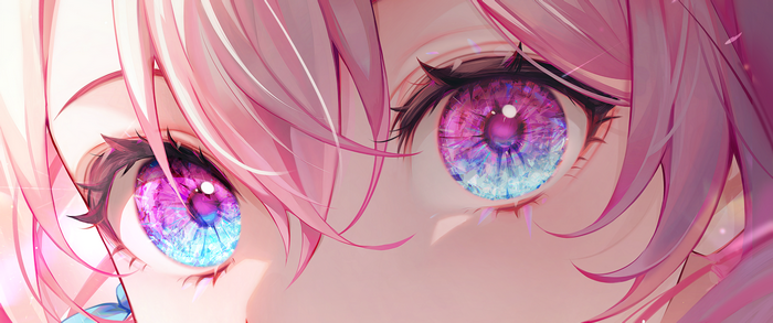 4K anime girl with multi-colored eyes and pink hair