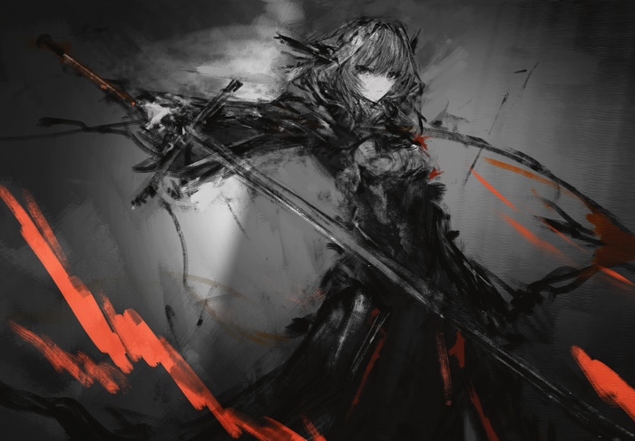 Talulah from Arknights with a sword
