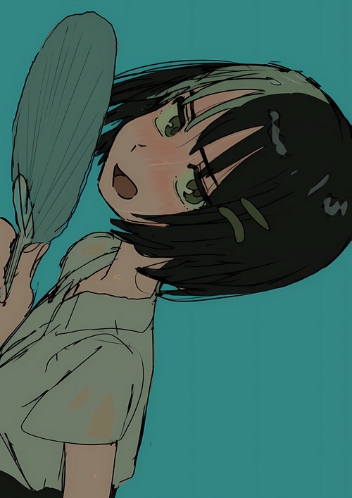 Girl with a fan by Komugiko2000