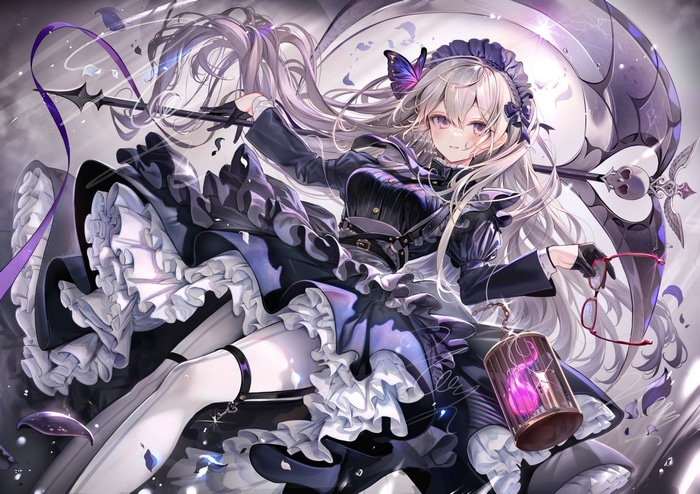 Maid with Scythe and Cage