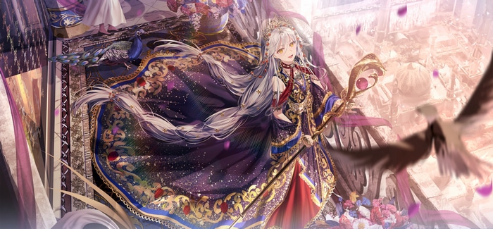 4K Anime Woman with Silver Hair and Peacock