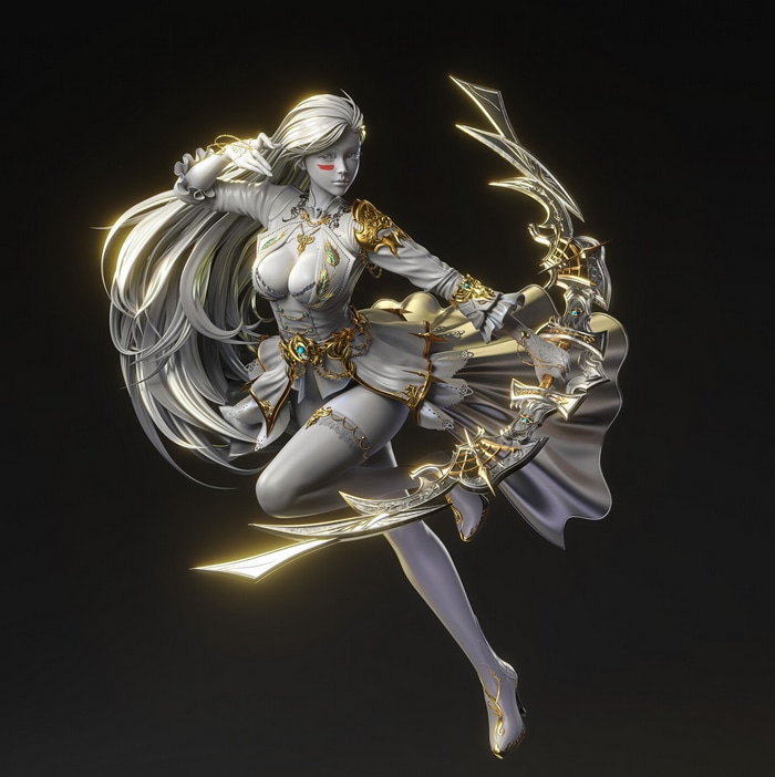 Archer woman with a bow and arrow