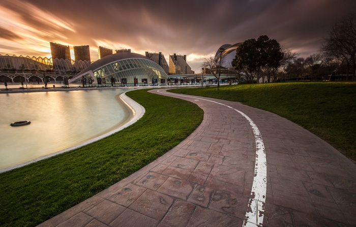Cityscape of Valencia, Spain at Sunset