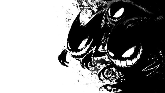 Gengar and Haunter from Pokémon in black and white
