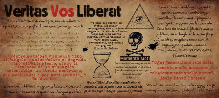 Veritas Vos Liberat Quotes with Illuminati and Skull Imagery