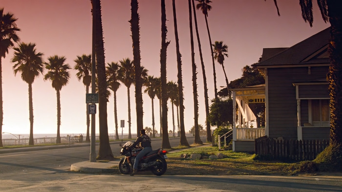 Tom Cruise on a motorcycle in Top Gun