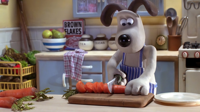 Wallace and Gromit's Were-Rabbit dog slicing carrots
