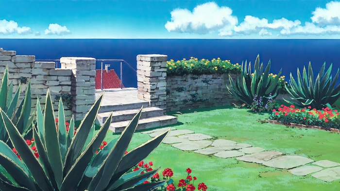 Kiki's Delivery Service: Seaside Garden with Stone Walls