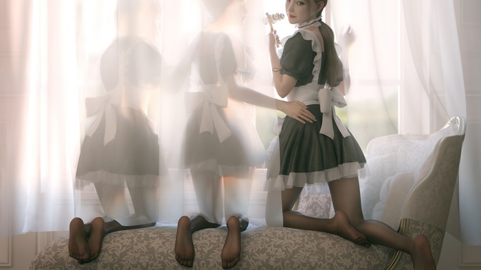 Maid outfit with multiple exposures