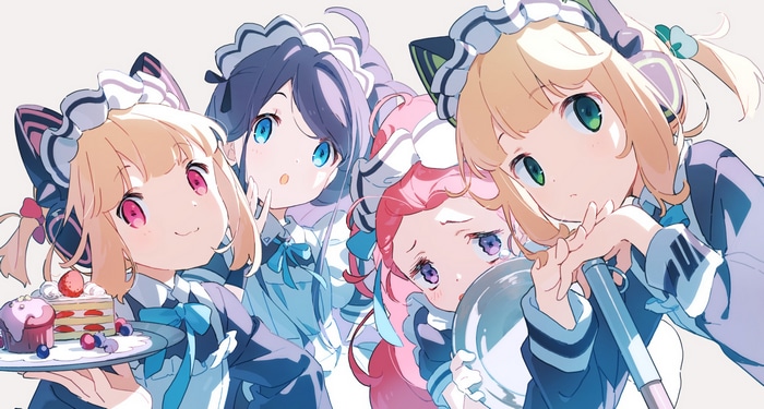 Blue Archive maids with cake and cupcakes