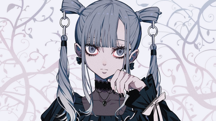 Gothic girl with twintails and choker