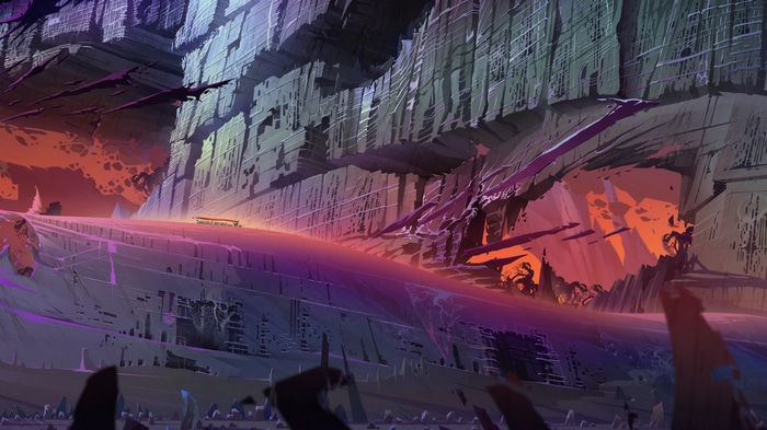 The Banner Saga 3 concept art of a desolate landscape