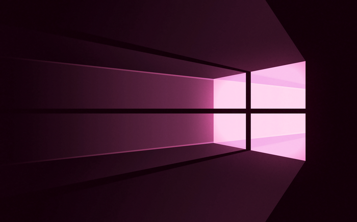 Windows 10 logo with pink light and shadows