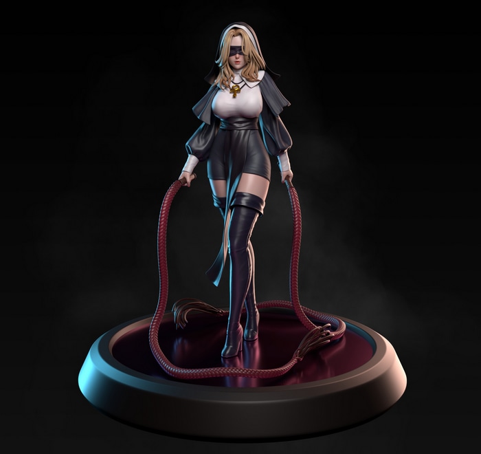 Nun with Blindfold and Whip