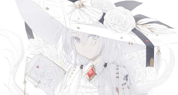Anime girl in white hat holding a book