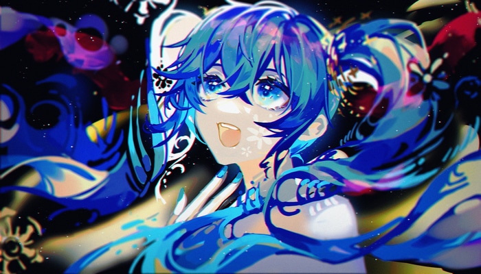 4K Hatsune Miku with blue hair and twintails