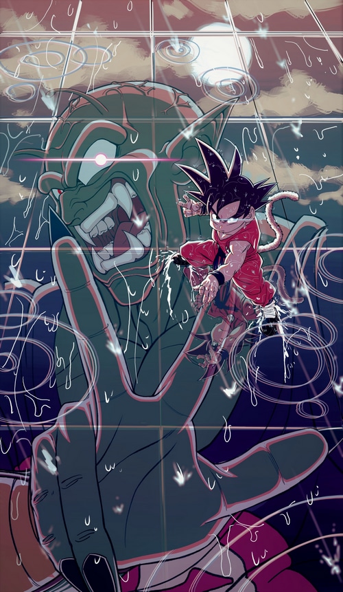 Dragon Ball: Goku vs. Demon King Piccolo in the Rain