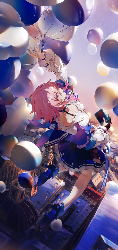 March 7th from Honkai: Star Rail with Balloons