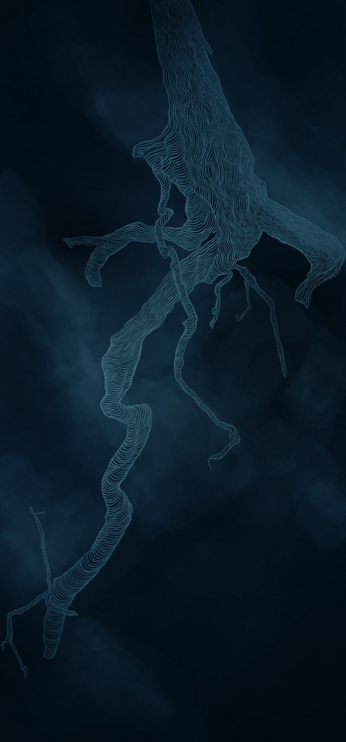 Abstract illustration of dark tree roots