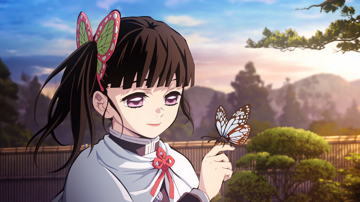 4K Anime screenshot of Tsuyuri Kanawo with a butterfly