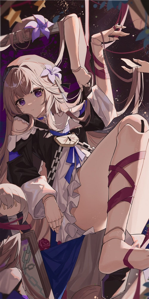 Herta from Honkai: Star Rail with flowers in hair