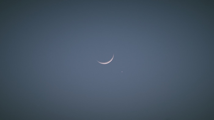 Crescent Moon and Venus in the Evening Sky